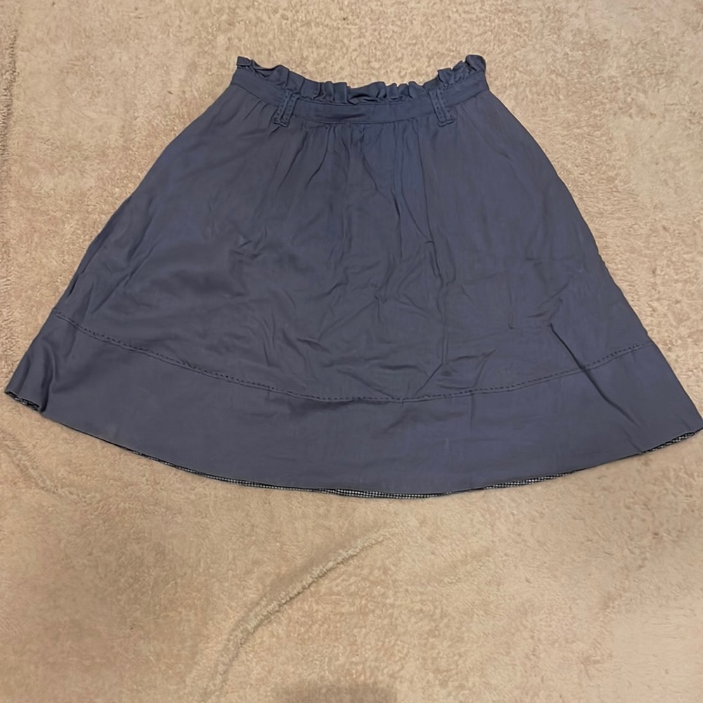Gingham-Lined Periwinkle A-Line Skirt with Pockets, by Odille, Size 0